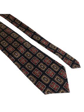 Wembley Silk Tie Geometric Black Red Mens Necktie Office Work Formal Gift USA